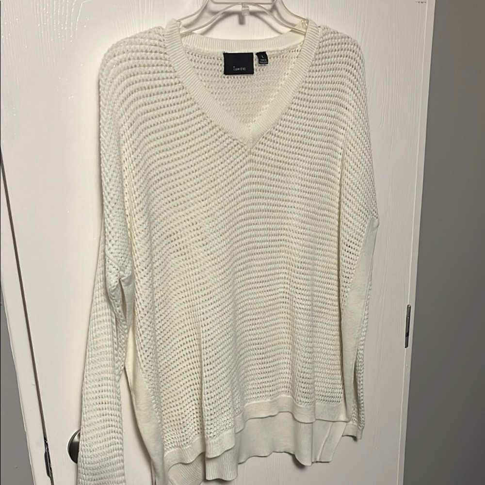 Cozy White V-Neck Sweater